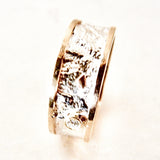 7mm Reticulated Silver and Gold Moonscape Ring with Diamonds Made to Order