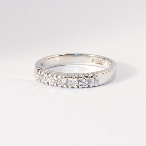 14kt White Band with 7 Prong Set Diamonds