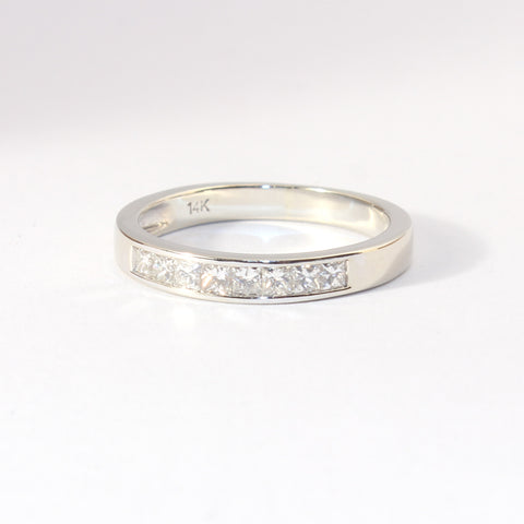 14kt Wedding Band with 8 Princess Cut Diamonds