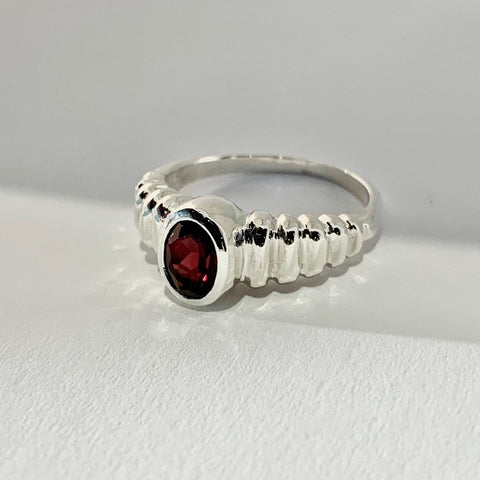 Oval Garnet Ring in Sterling Silver Made to Order