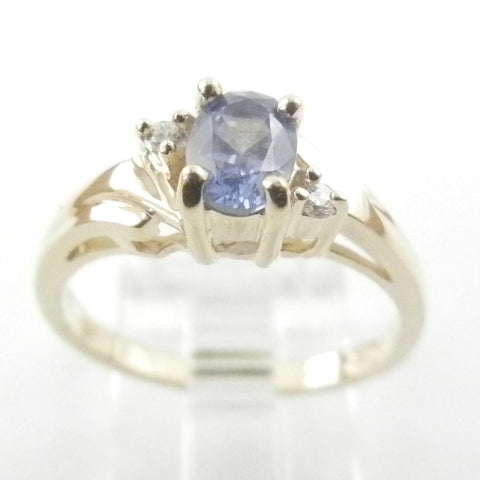 14kt  Oval  Tanzanite and Diamond Ring