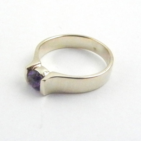 Amethyst Tension Set Ring in 14kt Gold Made to Order