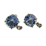 14kt Round Aquamarine Stud Earrings with Diamond Dangle Made to Order