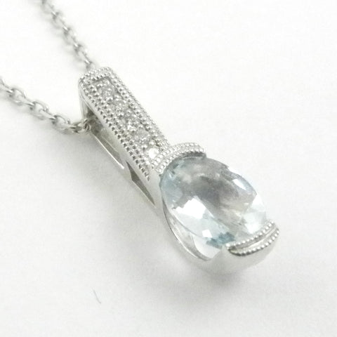 14kt Aquamarine Pendant with Diamonds