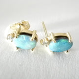 Made to Order 14kt Opal and Diamond Earrings