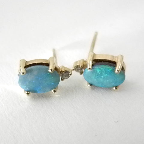 14kt Opal and Diamond Earrings Made to Order