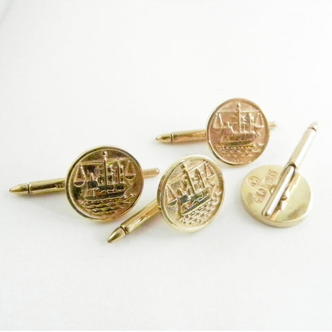 14kt Alexandria City Seal Tuxedo Studs