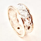 7mm Reticulated Silver and Gold Moonscape Ring with Diamonds Made to Order