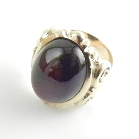 14kt Garnet Corinthian Column Ring Made to Order