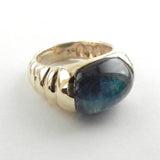 Blue Tigers Eye Cabochon Set in 14kt Gold Made to Order