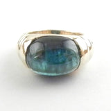 Blue Tigers Eye Cabochon Set in 14kt Gold Made to Order