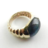 Blue Tigers Eye Cabochon Set in 14kt Gold Made to Order