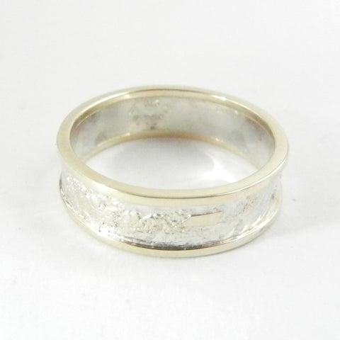 6mm Moonscape Ring with 14kt Outer Bands