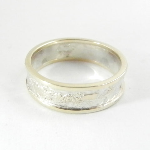 6mm Moonscape Ring with 14kt Outer Bands Made To Order
