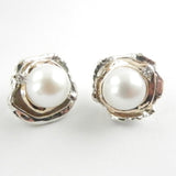 Grand Orbit White Pearl Earrings