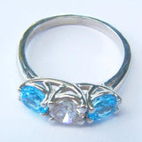 14kt White Gold Cognac Diamond & Blue Topaz Ring