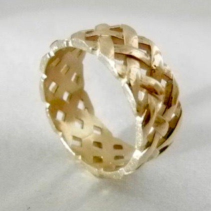 14kt 3 Row Basket Weave Ring