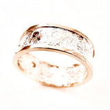 7mm Reticulated Silver and Gold Moonscape Ring with Diamonds Made to Order