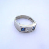 Platinum Men's Sapphire and Diamond Ring