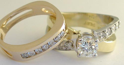 X Band Diamond Ring with Wedding Band