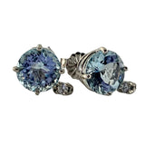 14kt Round Aquamarine Stud Earrings with Diamond Dangle Made to Order