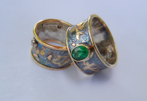 Exquisite Emerald Ring Set