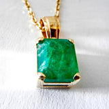 14kt Emerald Cut Emerald Pendant