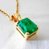 14kt Emerald Cut Emerald Pendant