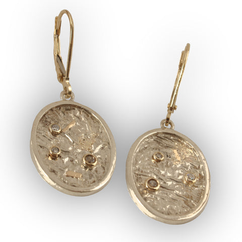 Three Diamond Moonscape Earrings Made to Order