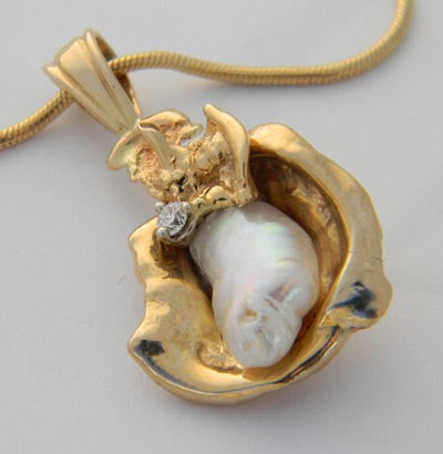 Orbit Pendant with Fancy Pearl and Diamond Accent