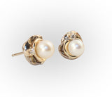 Grand Orbit Pearl Earrings with Diamonds