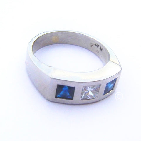 Platinum Men's Sapphire and Diamond Ring