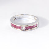 14kt Channel Set Ruby Band with Diamond Center