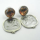 Citrine With Byzantine Horse Coin Dangle Earrings