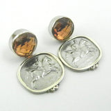 Citrine With Byzantine Horse Coin Dangle Earrings
