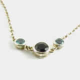 Silver Bezel set Necklace with Amethyst and Apatite