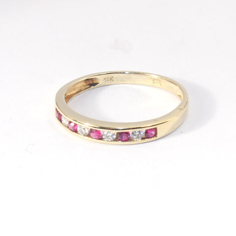 14kt Diamond and Ruby Stackable Ring