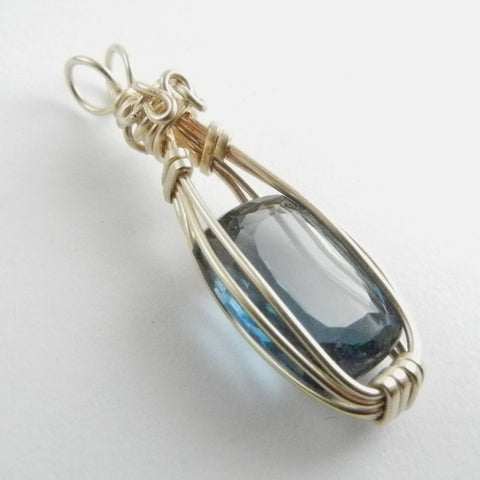 14kt Gold Wire Wrapped Topaz Pendant