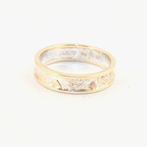 4mm Moonscape ring with 14kt Outer Bands Made to Order