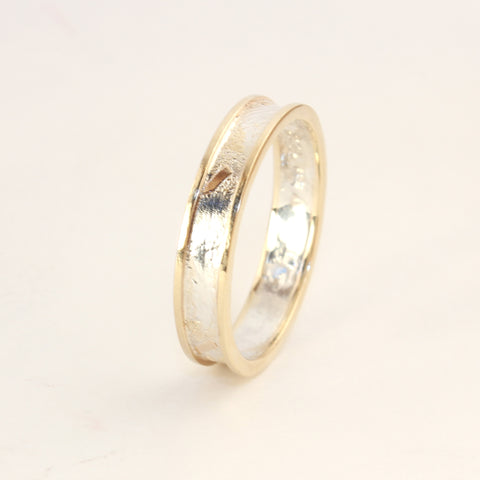 5mm Moonscape Ring with Gold Outer Bands