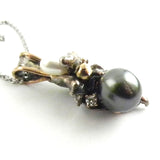 Tahitian Pearl and Oval White Pearl Orbit Pendant with Diamond