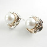Grand Orbit White Pearl Earrings