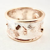 12mm Reticulated Silver and Gold Moonscape Ring with Diamonds