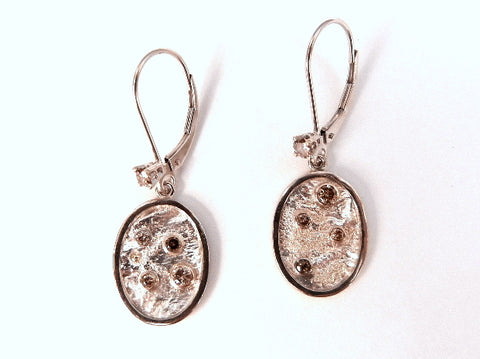 Reticulated Silver and Diamond Earrings