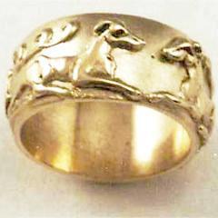 14Kt Yellow Gold Twin Hounds