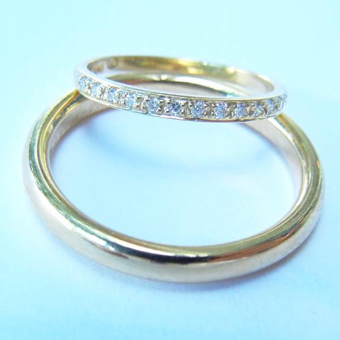 14kt Yellow Gold His & Hers Wedding Band Set