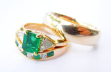 14kt Yellow Gold & Emerald His & Hers Wedding Set