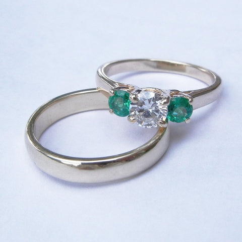 14kt Yellow Gold Diamond and Tsavorite Engagement Ring