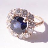 14kt Yellow Gold Sapphire & Diamond Halo Ring