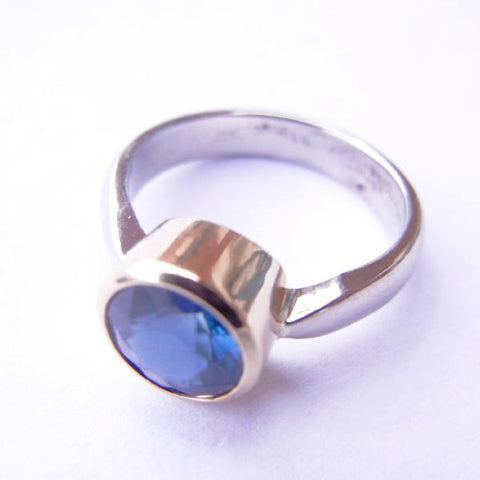 Two Tone 14kt Gold & Blue Topaz Ring